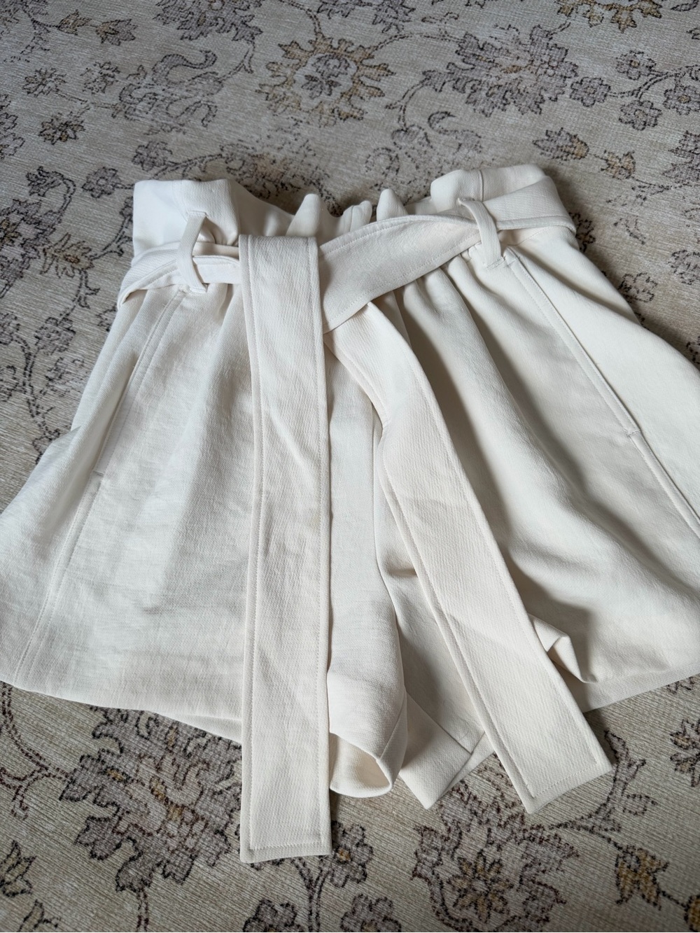 Wilfred Cream High-Waist Paperbag Shorts with Belt